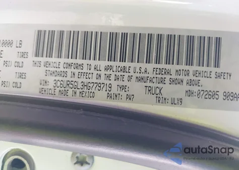 2017 Ram 2500 Limited 4X4 6'4 Box z USA, uszkodzony, nr VIN 3C6UR5GL3HG779719